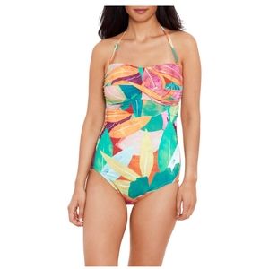 NWT Time and Tru Tropical Leaves Swimsuit Size S